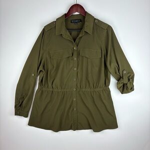 Eloquii Olive Green Button-Up Blouse